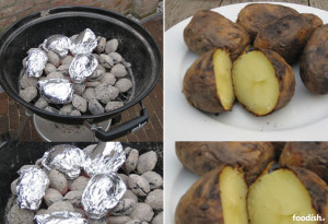 Barbecue gepofte aardappelen